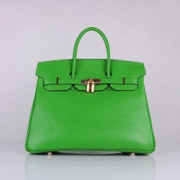 Hermes 6089 Birkin 35CM Tote Bags Green Clemence Leather Gold